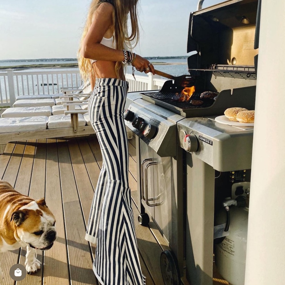 Free people flared Jean stretch denim, striped blue